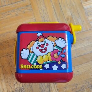 Shelcore Colorful Clown Jack-in-the-Box Toy 4"x4" VTG